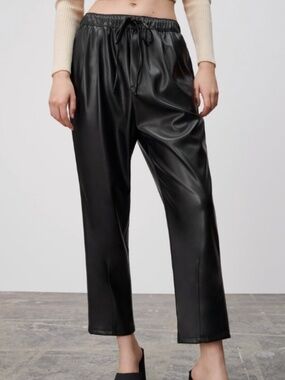 ZARA Faux Leather The Weekend Pleated Pants